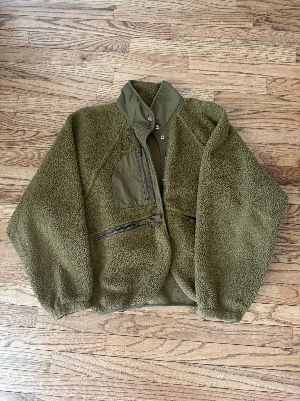Free People Hit the Slopes Fleece Jacket Army Green